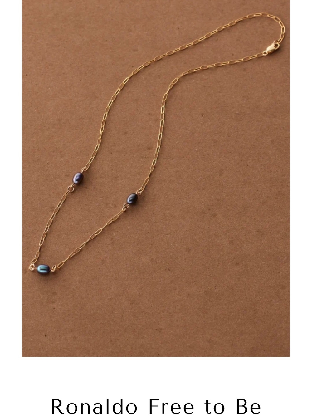 Ronaldo Delicate Gold-Link Necklace/bracelet Set with Dark Pearls - Picture 4 of 7